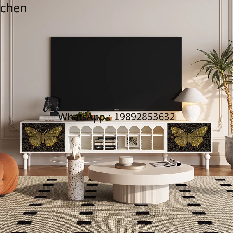 solid wood TV cabinet household living room new storage and storage integrated wall decoration floor side cabinet