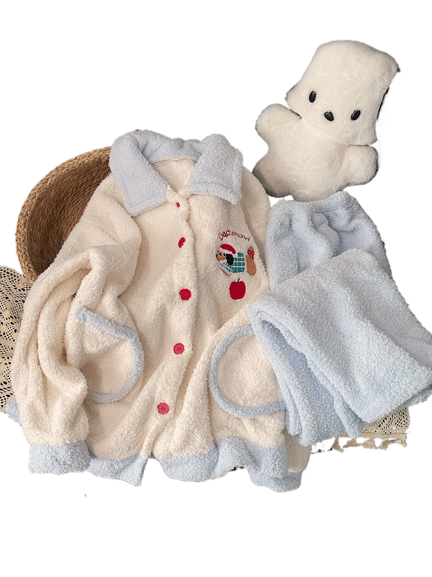 2025 New Women's f-Fce Pajamas Winter Hello Kitty Cartoon Casual Sanrio Fce-Lined Thi Coral Fce Autumn Winter Home Clothes Gift