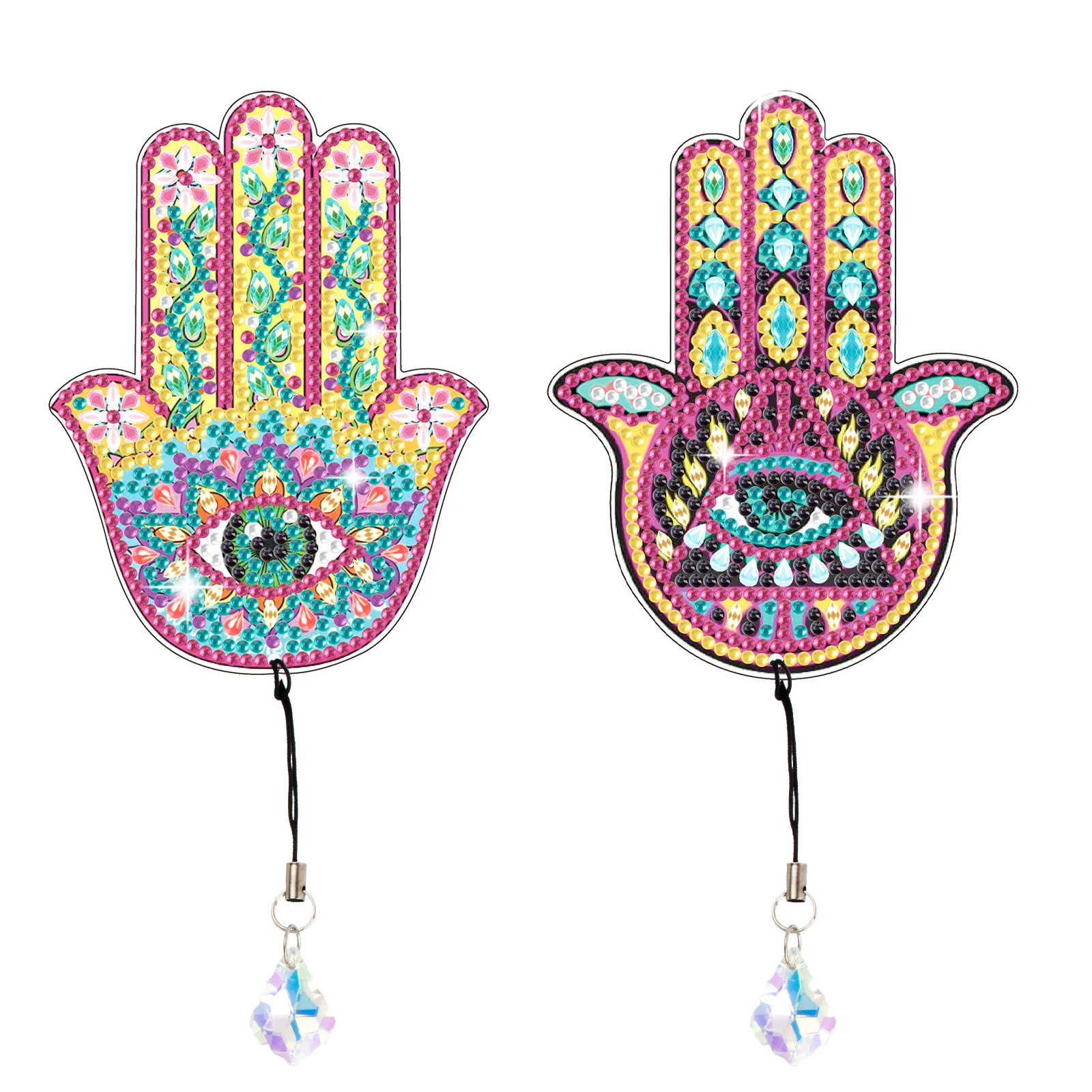 2-teiliges Lesezeichen-Set mit Diamant-Kunst-Malerei, DIY-Lesezeichen für Augen und Handflächen, Bling-Kristall-Anhänger, Lesezeichen, Kunsthandwerk, Geschenke für Erwachsene