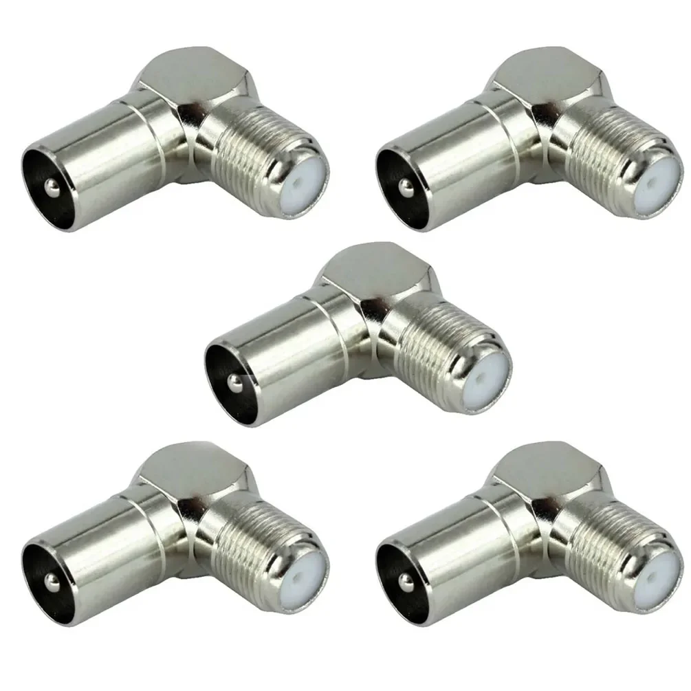 5PCS Full Copper UK F Type To TV Plug Right Angle F Female To RF 9.5mm Male STB Coaxial Adapter Connector