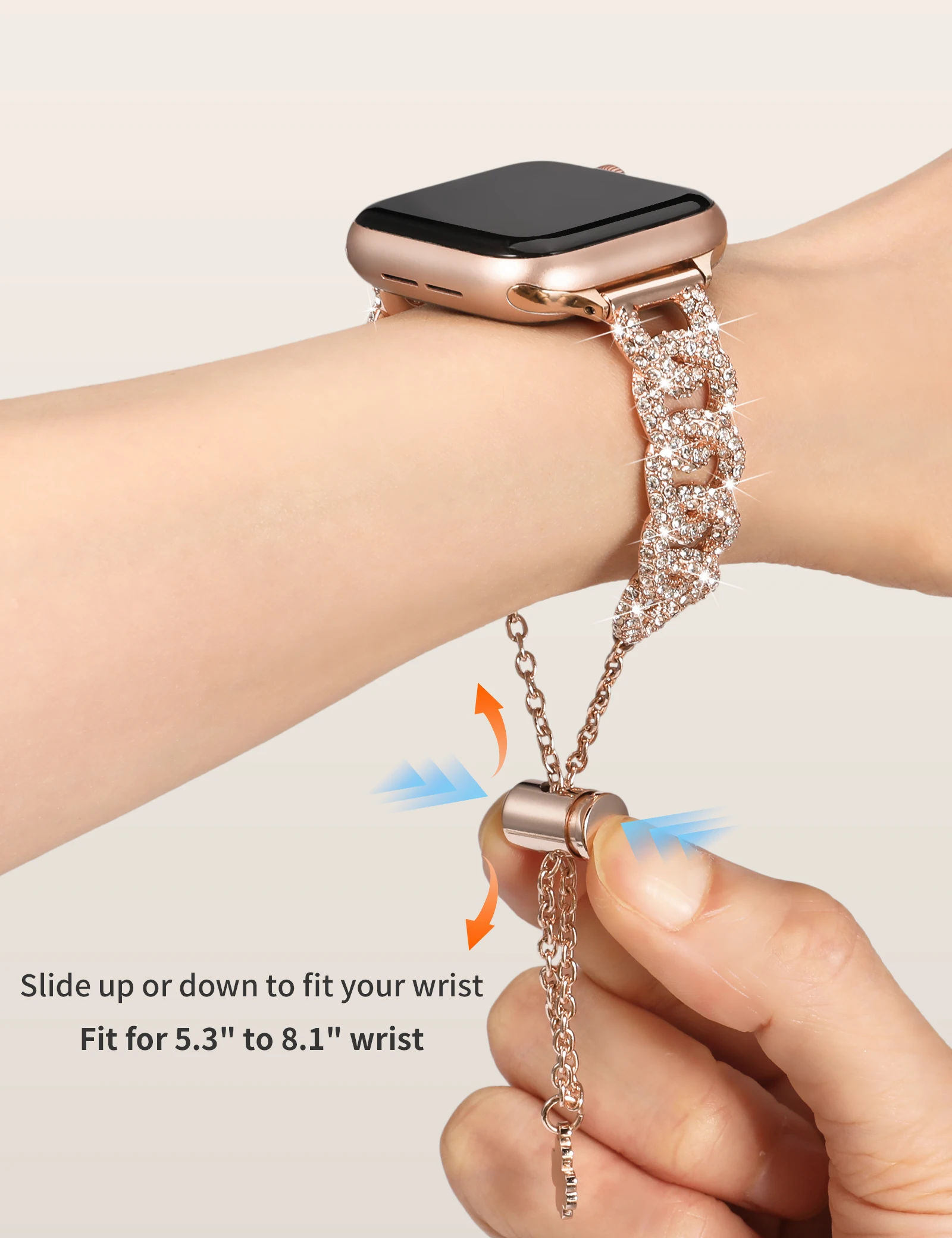 Wearlizer Chain Band for Apple Watch Band 49mm/45mm/40mm Women Luxury Jewelry Bracelet for iwatch Series 9/8/7/SE/6/5/4/Ultra2