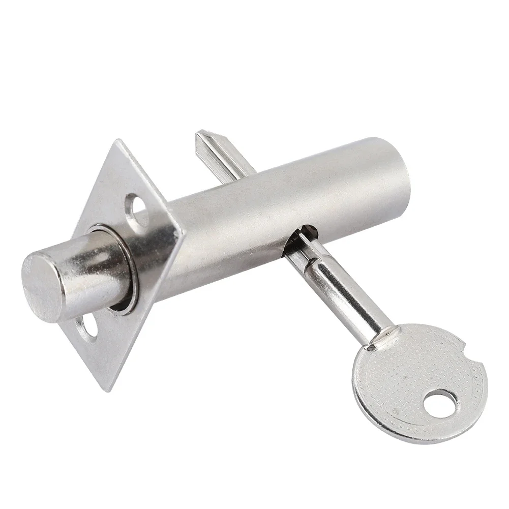 Stainless Steel Door Lock Hardware Pipe Tube Well Insert Locks With Lock Buckle And Key For Families