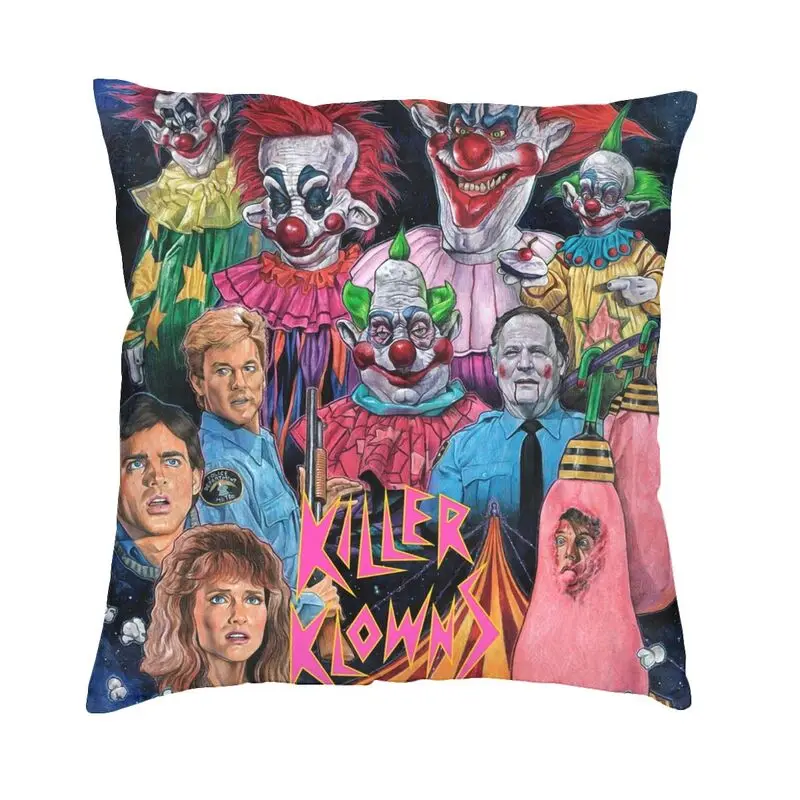 Killer Klowns From Outer Space Funny Horror Movie Cushion Cover Sofa Home Decorative Square Throw Pillow Cover 45x45cm