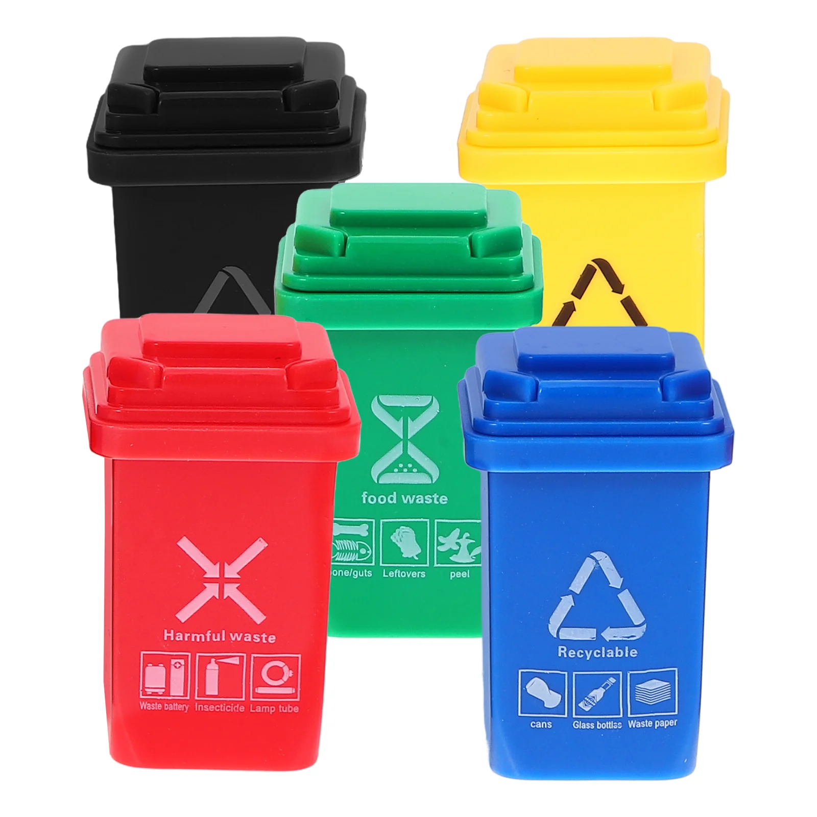 5 Pcs Truck Mini Trash Bins Drones for Kids Small House Garbage Model Plastic