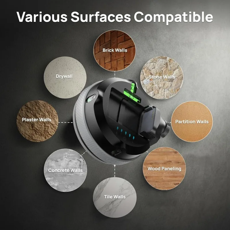 أداة مستوى الليزر M-Cube02 مع أجهزة ليزر الخط الأخضر الرأسي والأفقي، 360 درجة °   قاعدة دوارة، مستوى ليزر مثبت على الحائط للبقع