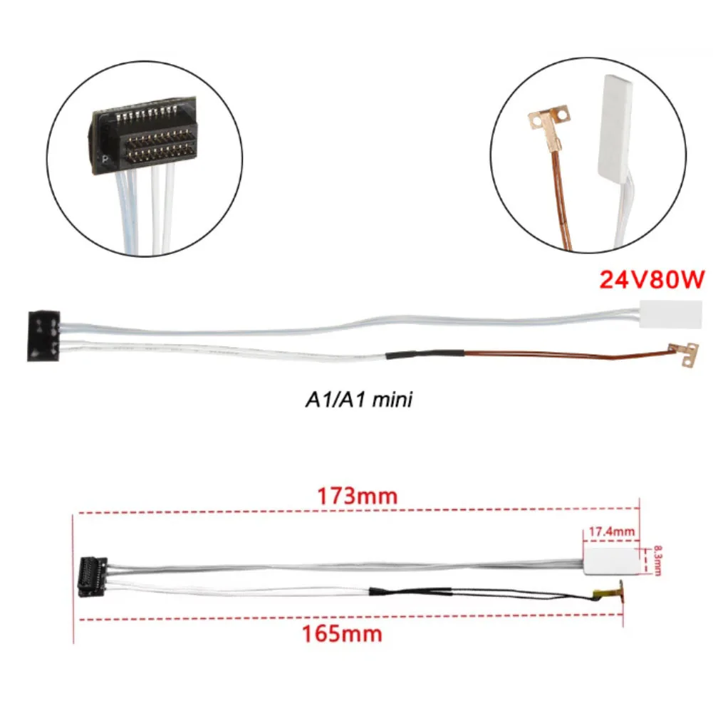 مجموعة التدفئة لـ BambuLab A1 A1mini طقم استبدال التدفئة السريعة مع لقط آمن لكتلة السخان قاعدة التدفئة طباعة ثلاثية الأبعاد