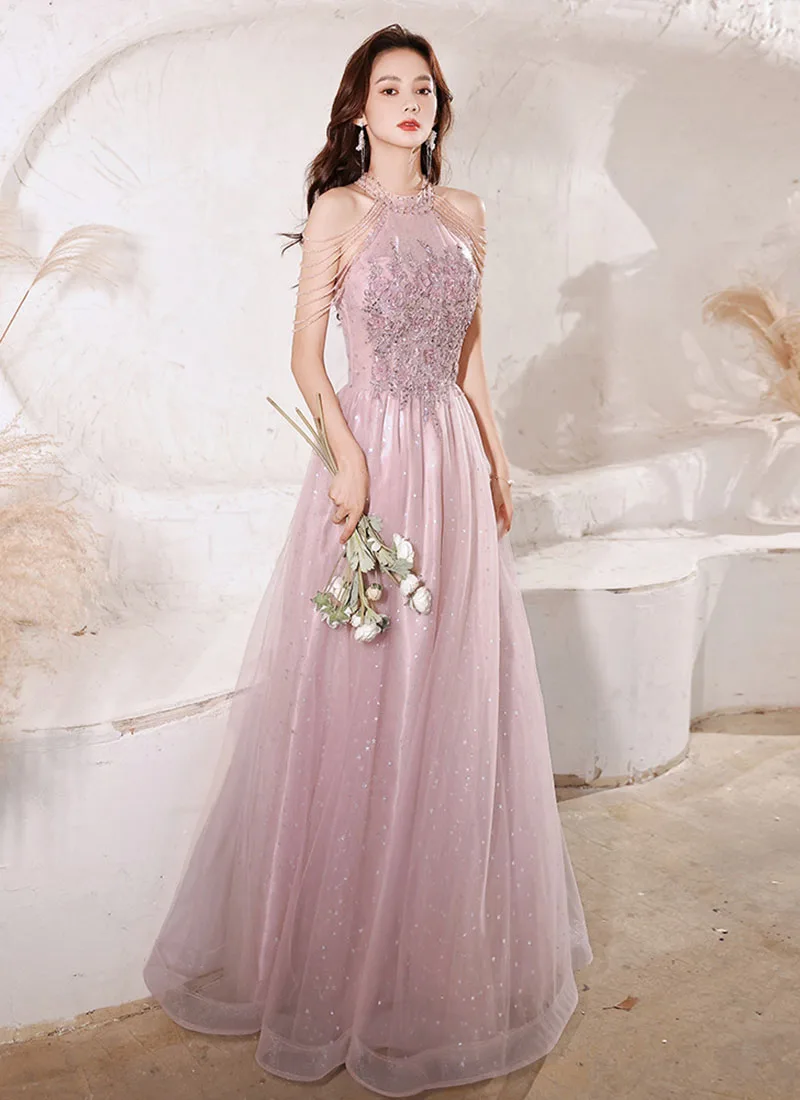 Luxury High Quality Pink Evening Dress 2025  For Prom Summer Autumn Temperament Socialite Senior Party Dress For Women