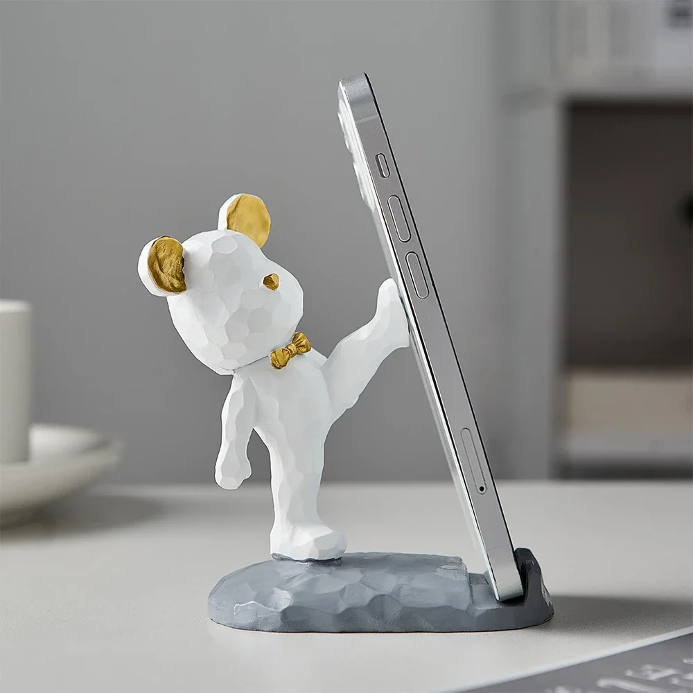 Violent Bear Phone Holder - Kawaii Desk Accessories for Aesthetic Room Decor & Gaming