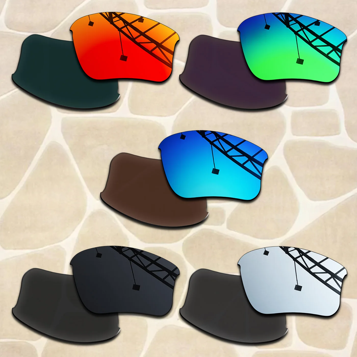 Anti-Scratch Polarized Replacement Lenses for Oakley Flak Jacket XLJ 03-915 05-201 11-004 63mm Sunglasses