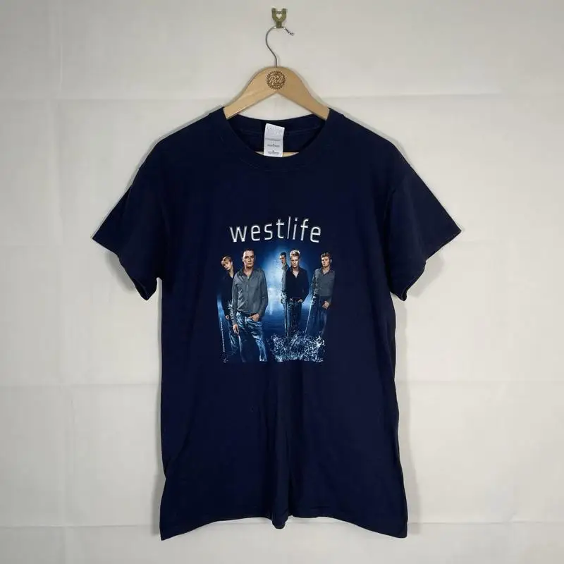 Westlife camiseta para hombre azul talla mediana 2002 World of Our Own Tour Top