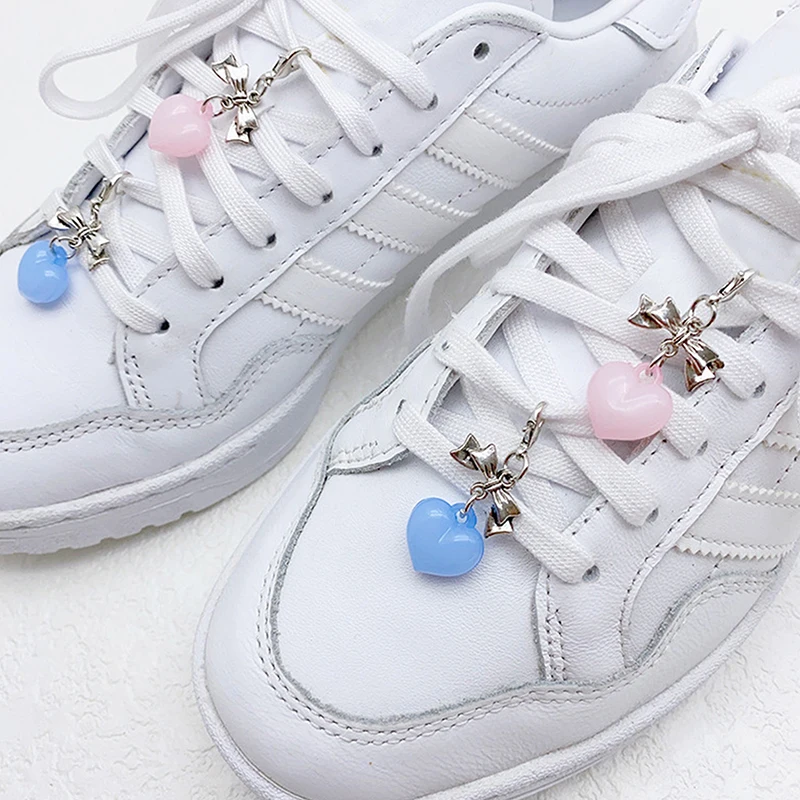 Love Heart Bow Shoes Charm Sweet Cute Shoe Buckle Decoration Accessories DIY Shoelace Shoes Charm For Girl Gifts