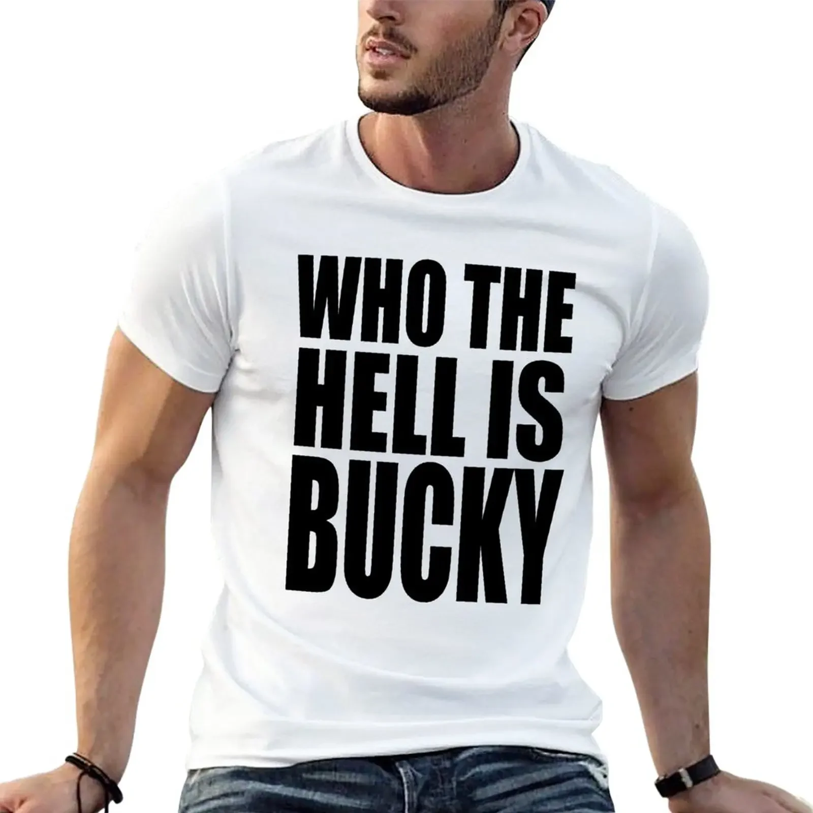 Who The Hell Is Bucky? T-Shirt quick-drying blacks Blouse mens t shirts pack