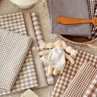 145x50cm Coffee Color Cotton Fabric Woven Check Cloth for Women Clothing Bags Hair Accessories Sewing Cloth 3