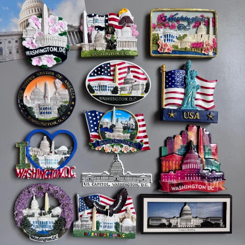 USA fridge magnets Washington D.C. cultural landscape tourist souvenirs hand-painted magnetic refrigerator sticker collection