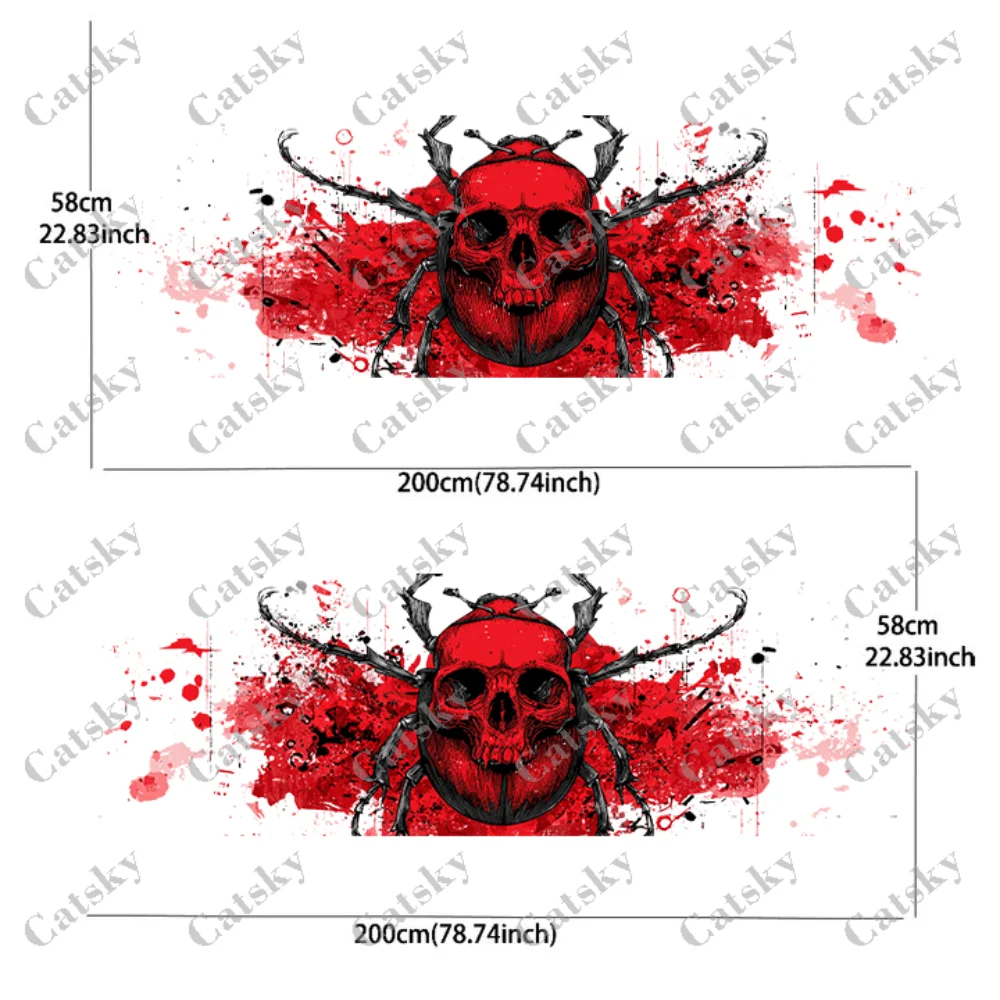 Red graffiti beetle ghost face splatter sticker, durable, fade-resistant, easy to install and remove - enhance your vehicle's ae