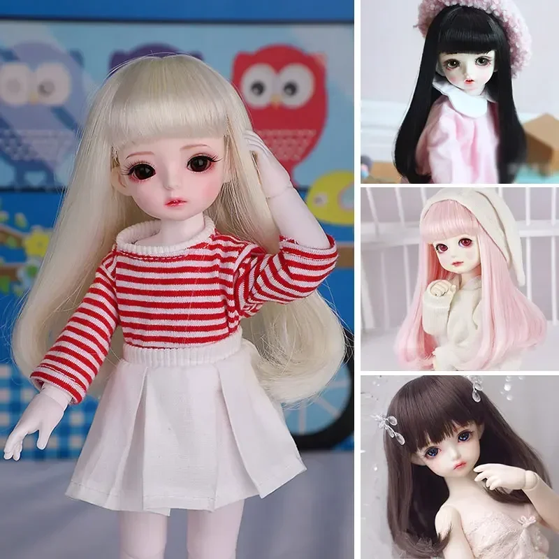 

BJD SD 1/3 1/4 1/6 1/8 wig high temperature fiber hair set with neat bangs pear head inner button doll wig