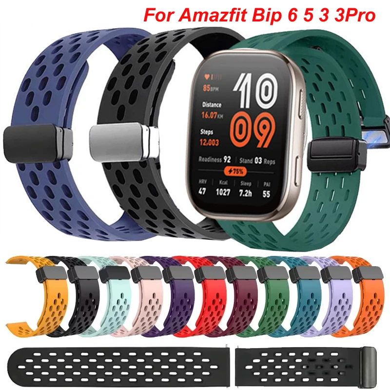 20mm 22mm cinturino magnetico in silicone per Amazfit Bip 6 5 5 Unity 3 3Pro cinturino sportivo per Amazfit GTR/GTS 4 3 2/Active 2/GTR 42 47mm