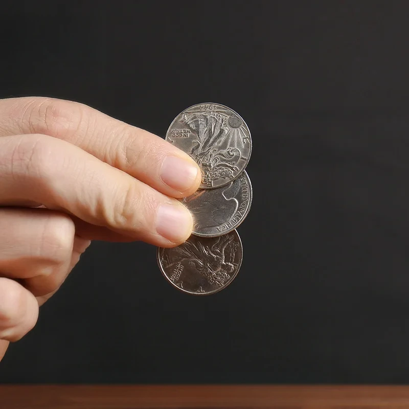

Johnny Wong Dream Coin Set (Walking Liberty Half Dollar) Morgan Dollar Magic Tricks Coin Appear Disappear Illusions Gimmicks