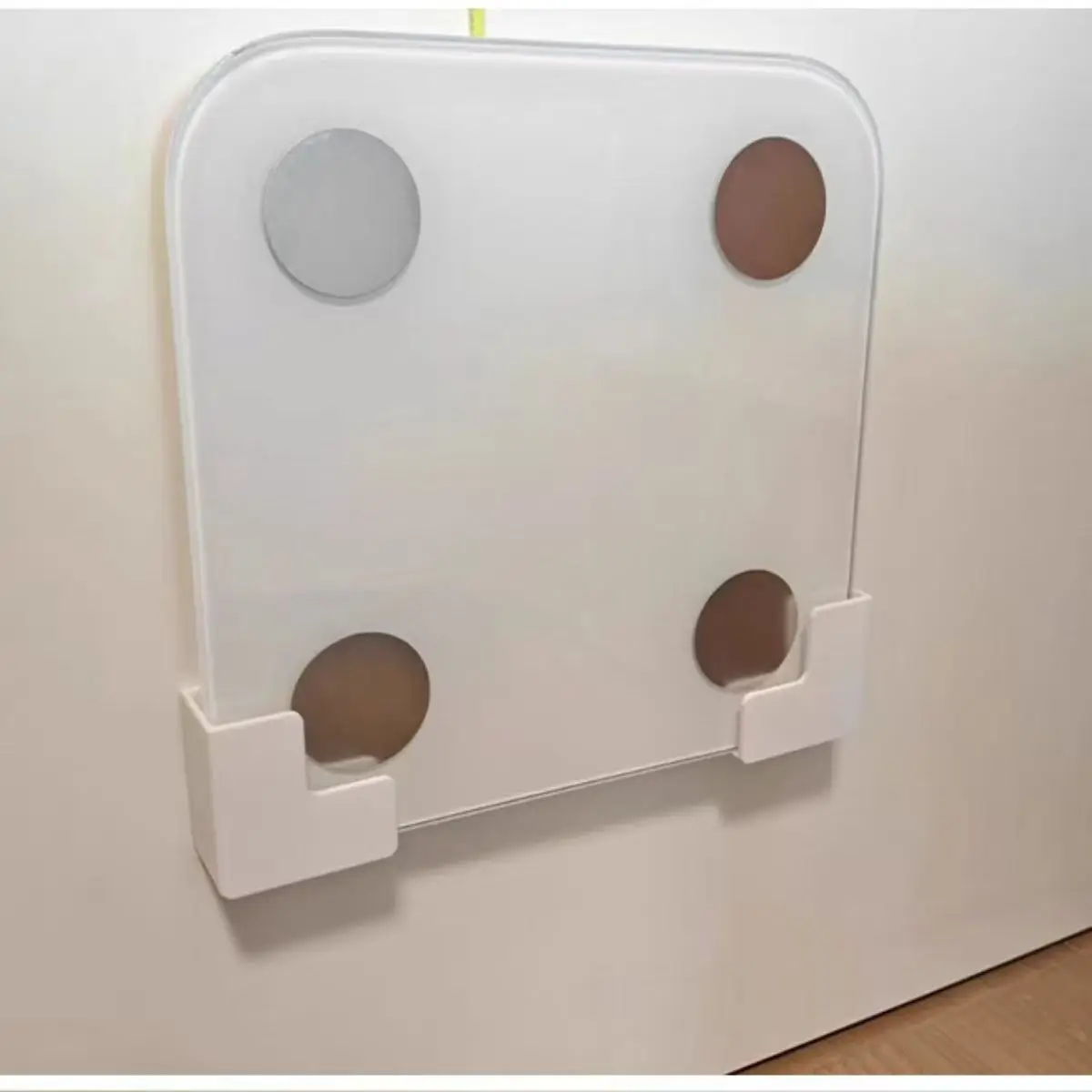 2pcs Scale Storage Holder,Black & White Weight Scale Stand,Space-Saving Bathroom Organizer, Self-Adhesive Scale Support for Home