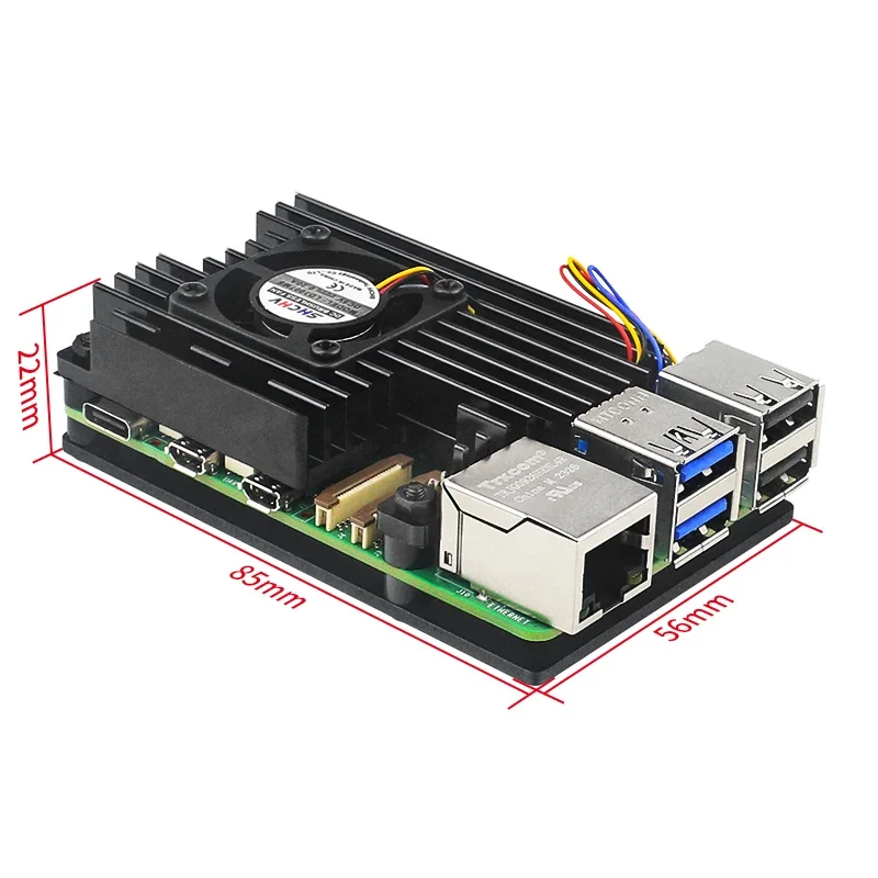 Carcasa de ventilador de refrigeración para Raspberry Pi 5, carcasa de Metal de aleación de aluminio, carcasa de enfriador pasivo y activo