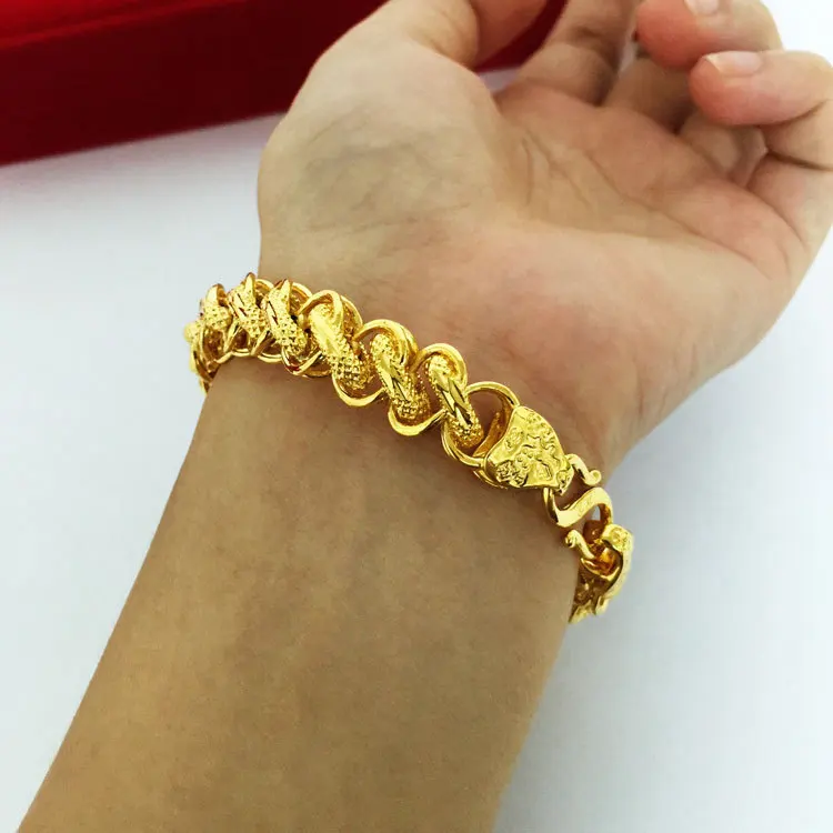 Smooth Polished Vintage Wrist Jewelry For Men Women 24K Gold AU999 Burr-free links avoid scratching wrist skin
