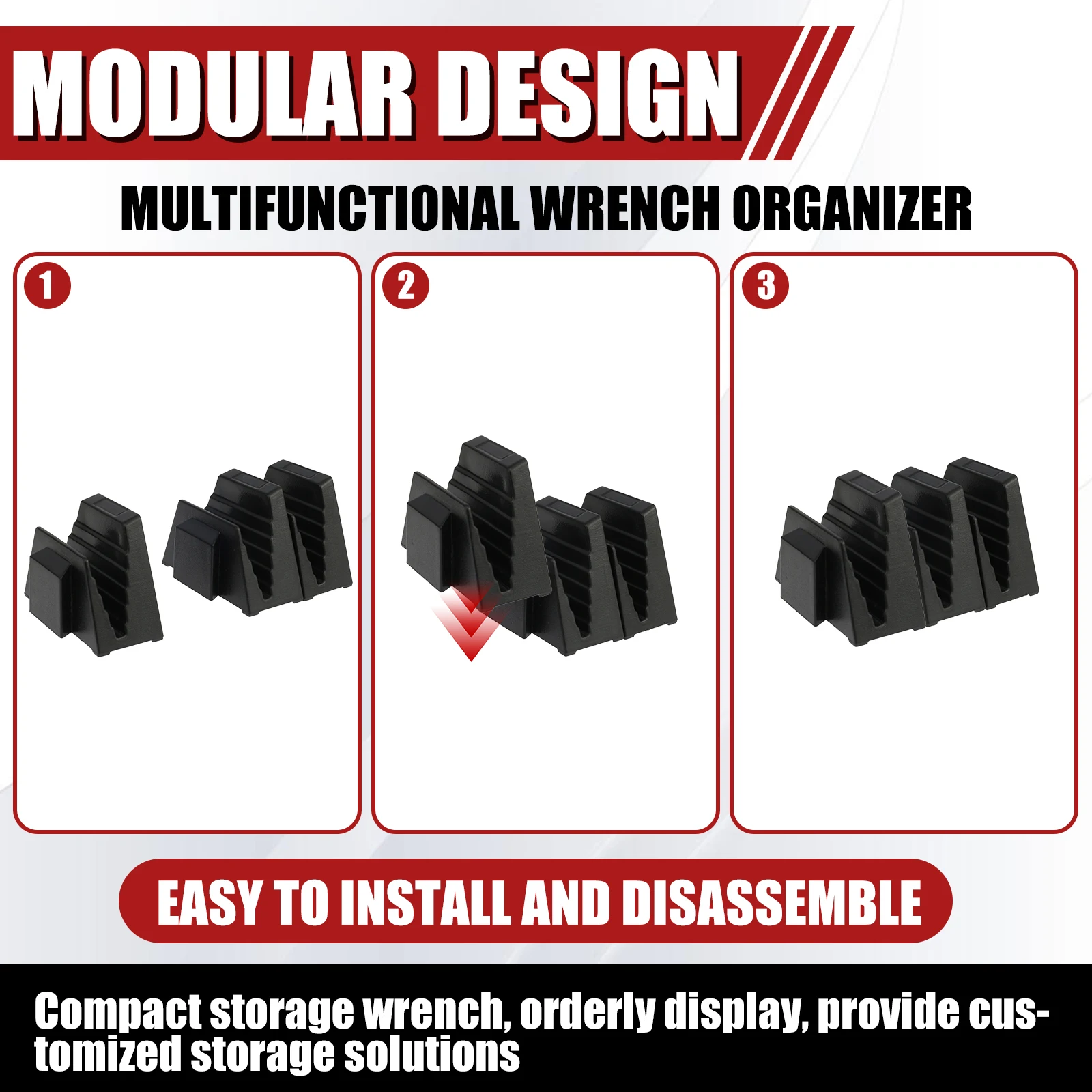 40Pcs Modular Wrench Organizer ABS Versatile Wrench Holder with Labels Space Saving Wrench Storage Rack Tool Accessories