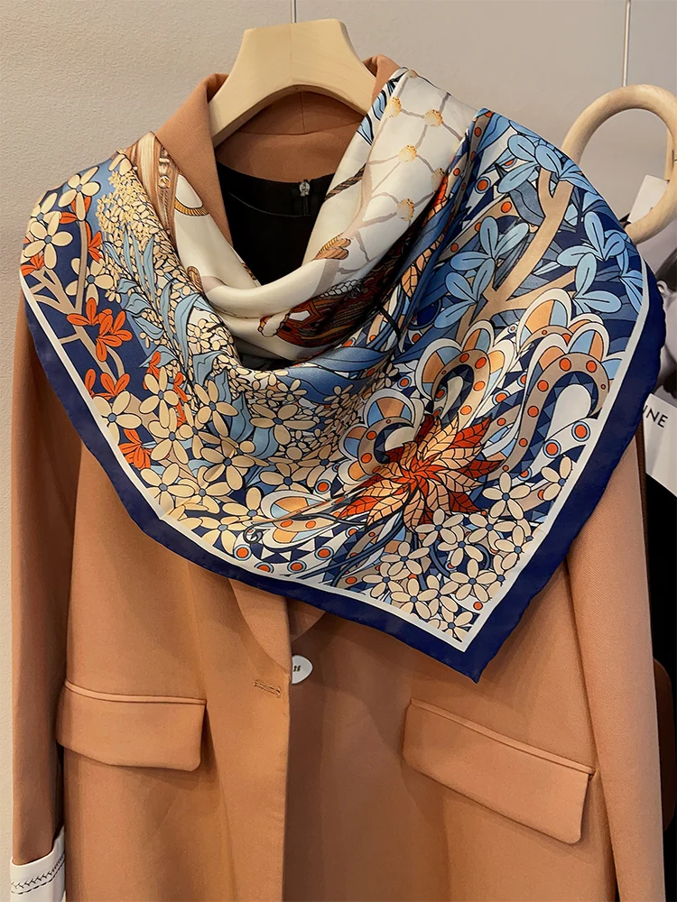 Hem Silk Scarf Luxury Brand Designer Brand Women Summer Shawl Square Bag Bandana 110CM Mulberry Rolling Folded Hijab