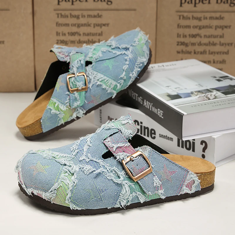 Sandalias de Corcho para Hombre y Mujer, Zuecos de Moda con Plantilla Suave, Sandalias de Playa de Gamuza con Soporte de Arco, Zapatos Muller para Exteriores para Niñas