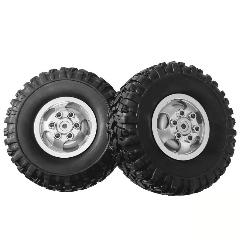 1SET Metal Beadlock Wheel Hub Wheel Rim And Rubber Tire For WPL1/12 MN82 LC79 MN78 RC Car Upgrade Parts Control Car Accessories 5