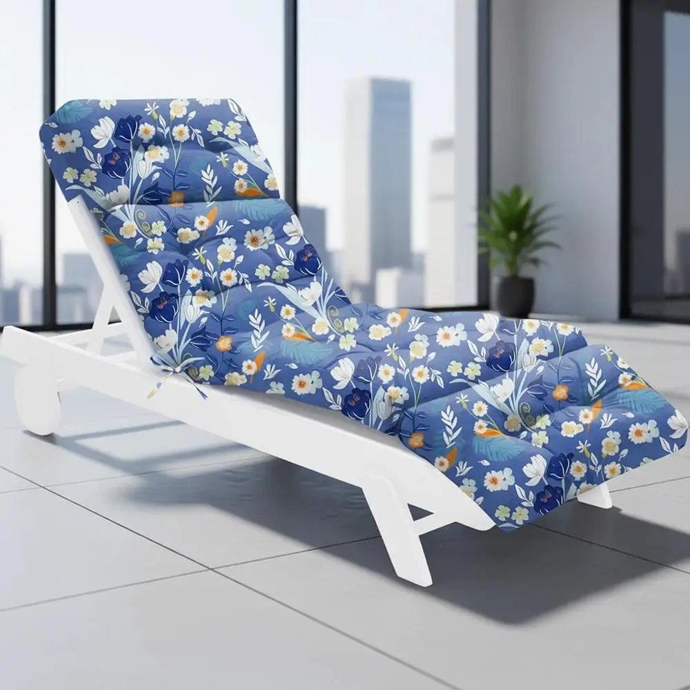 

Memory Foam Outdoor Lounge Chair Cushion, 74.4 x 22 x 4.7, Thickened Pool Furniture Cushion, Blue Floral