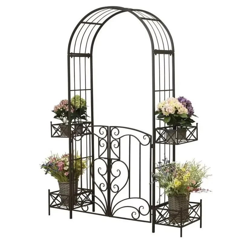 Metal Garden Archway for Climbing Roses Outdoor Lawn Decor Steel Trellis Structure Backyard Wedding Entrance Pathway