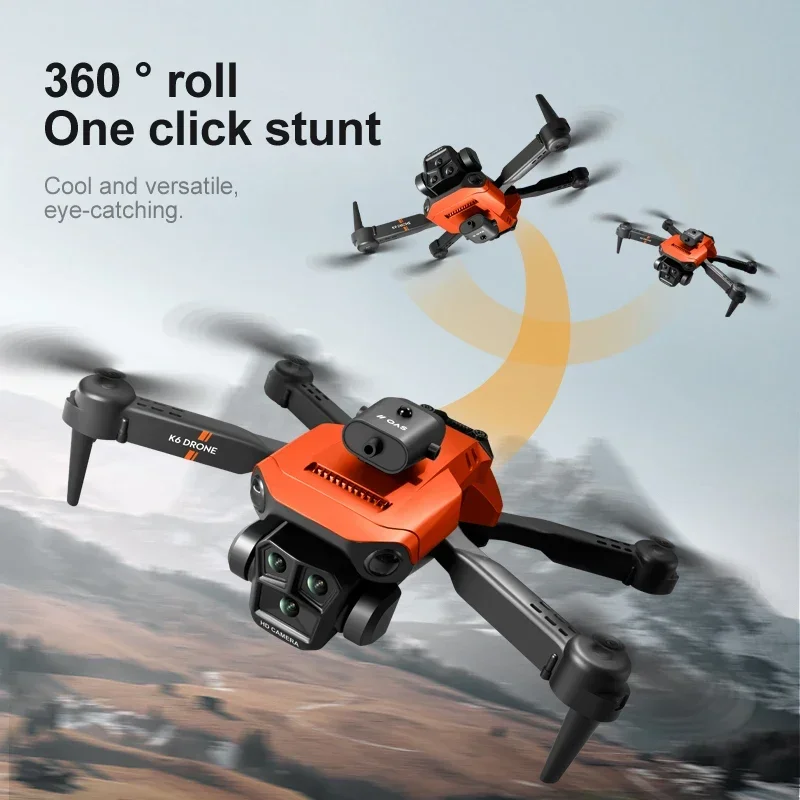 K6 MAX Remote-controlled Aircraft Three Camera High-definition Aerial Photography Obstacle Avoidance Four Axis Folding Drone