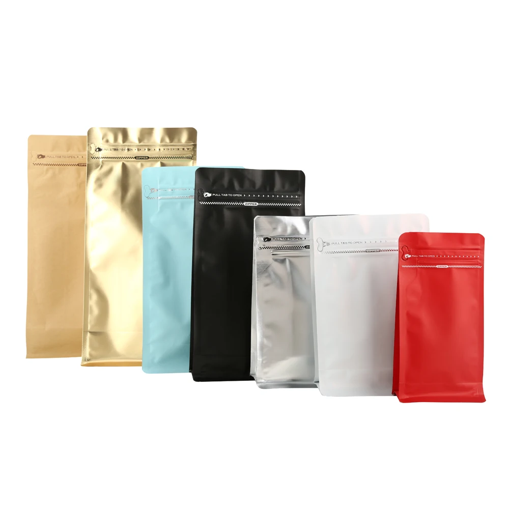 

Coffee Packing-bag 50pcs Flat Bottom Standing Up Aluminum Foil Ziplock Bags / Food Grade Zipper Self-sealing Baked Beans Pouches