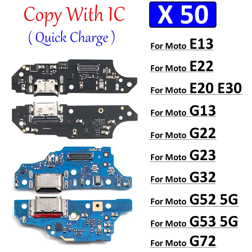 

50Pcs USB Charging Board Connector Port Dock Flex Cable For Motorola Moto E13 E22 E20 E30 E32 G13 G22 G23 G32 G52 G53 G72 G73 5G