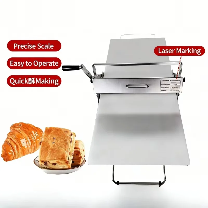 Small Commercial Foldle Dough Sheeter 400 Type Manual Operation Scale Non-Stick Roller for Puff Pastry Pie Crust Bakery