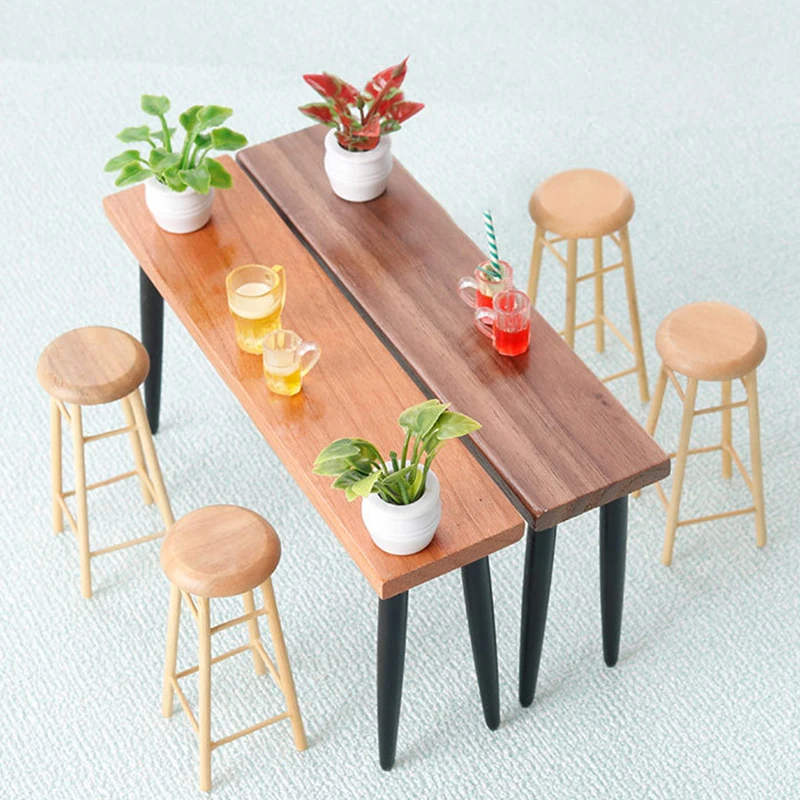 New 1:12 Dollhouse Mini Tea Table Coffee Table Model Dollhouse Furniture Decoration Dolls House Micro Scene Construction Props