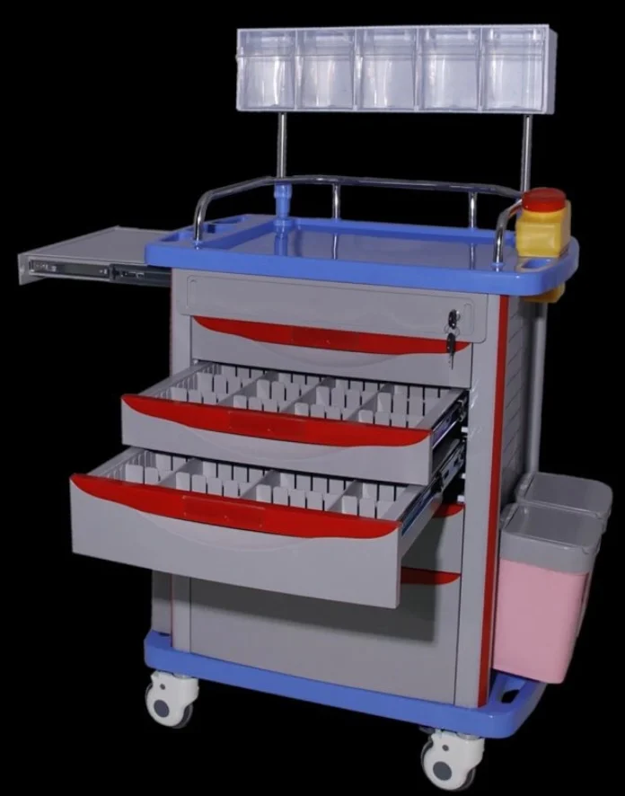 Hospital Instrument Carts Medical Crash Cart ABS Plastic Anesthesia Trolley with Drawers