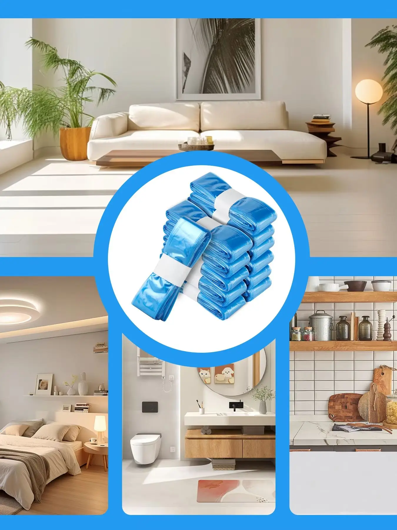 12 Stück Windeleimer Nachfüllkassetten, Baby Windeleimer Nachfüllfoli, 4.5m Windelbeutel, Nachfüllfolie Kompatibel mit Angelcare, Tommee Tippee, LitterLocker Blau