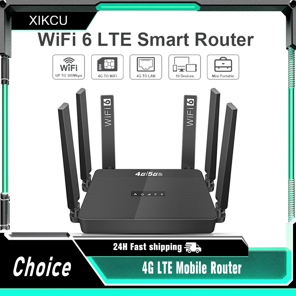 

﻿ 2025 WiFi6 Router 4G LTE Russian Router 300Mbps Modem 4G WiFi Router Compatible with Non-Contract 5G SIM Cards Plug and Play