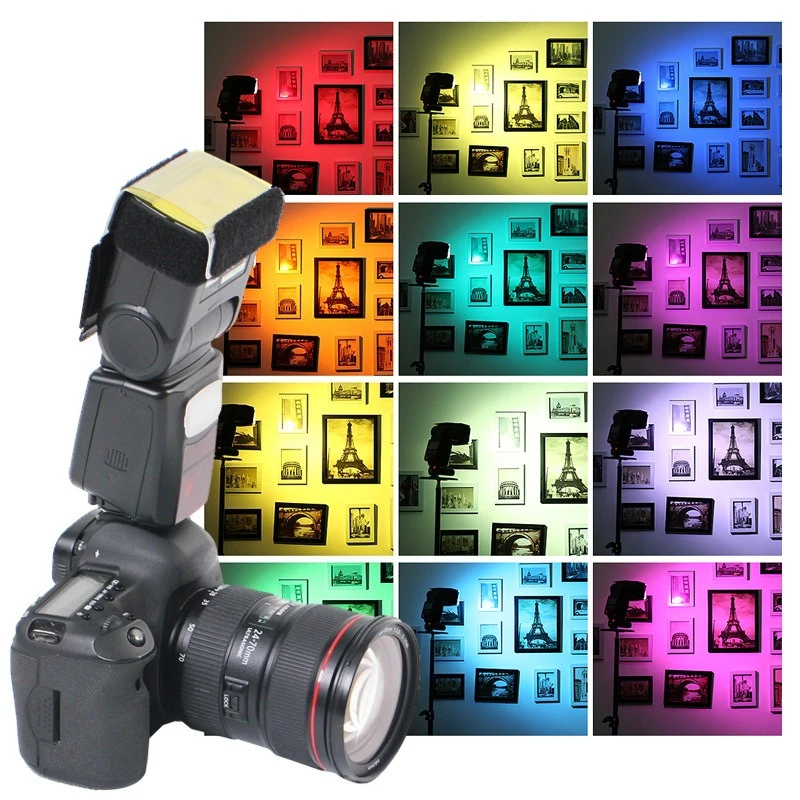 2 Set 12 Colors SLR Cameras Flash Diffuse Gels Filter Transparent Color Balance Lighting Filter Kit for Photo Studio Accessory