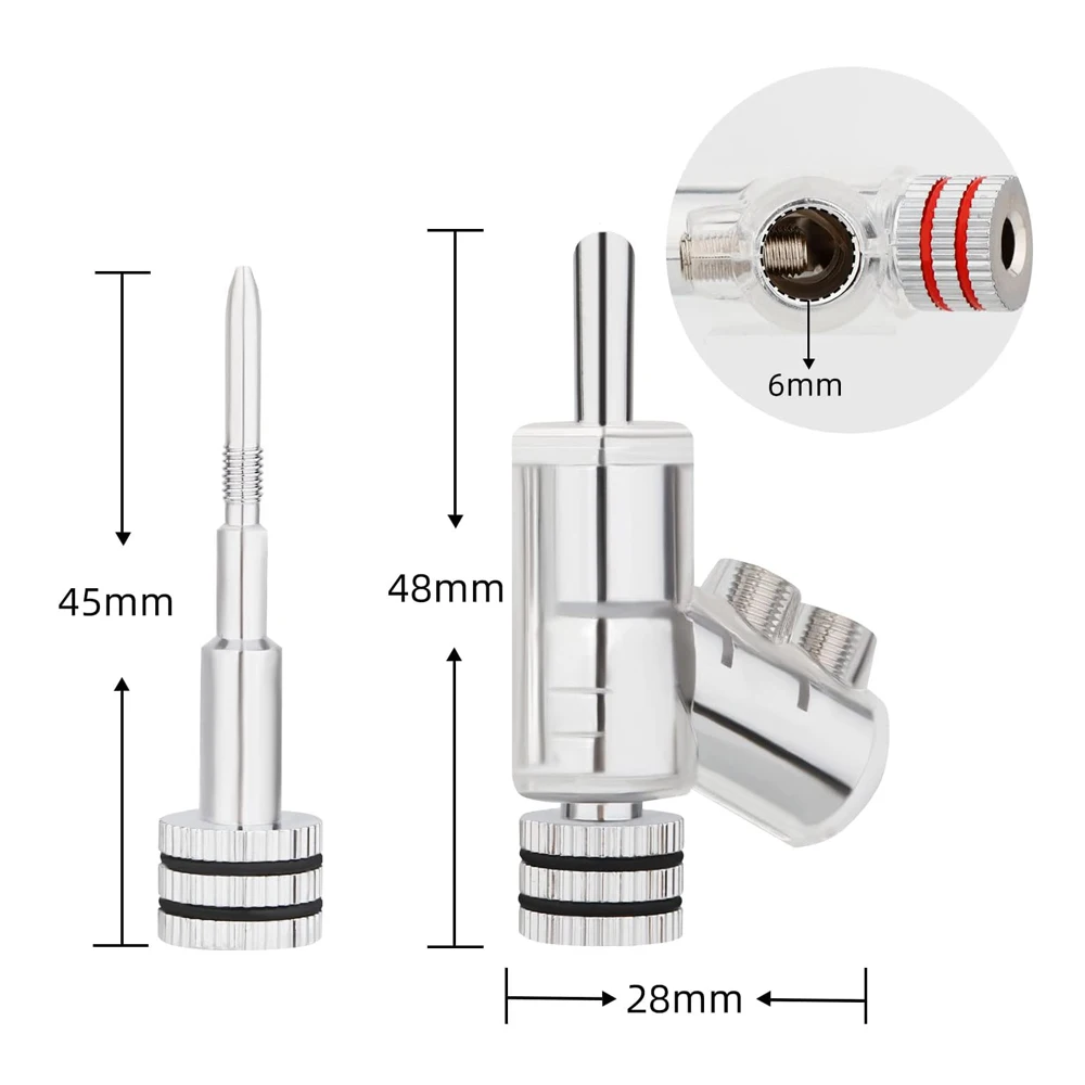 High End Banana Plug 45 Degree Connector Rhodium/Gold Plated Closed Screw Lock Speaker Cable DIY Speaker Wire Audio/Video Receiv