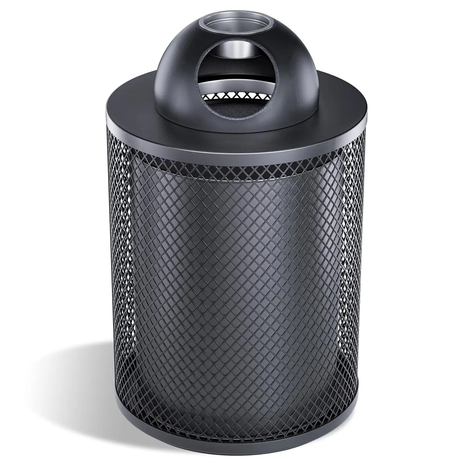 43Gallon Outdoor Trash Can Steel,Commercial Garbage Bin with Lidded, Slatted Metal Waste Container with Weather Resistant,Design