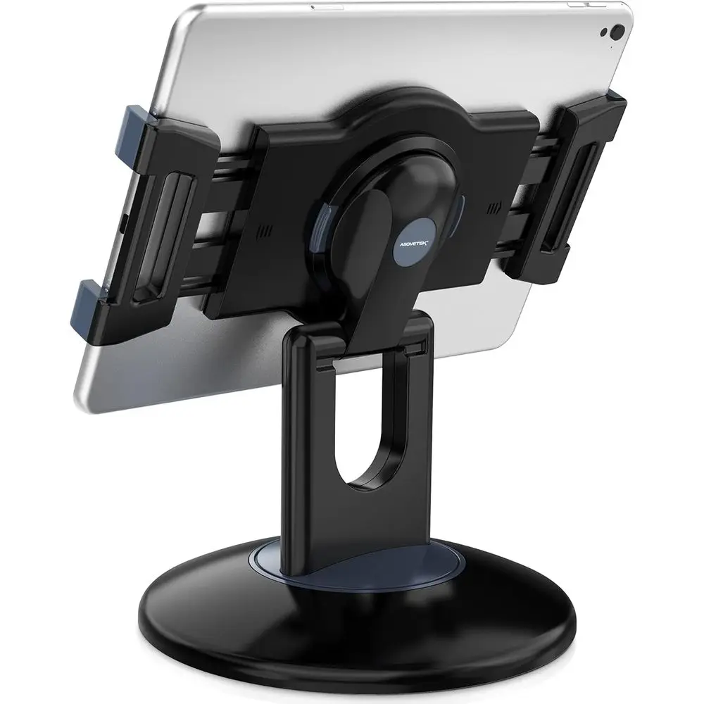 360° Rotating iPad Stand for 6-13 Tablets, Commercial POS and Retail Use, Swivel Tablet Holder for Business and Kitchen (Black)