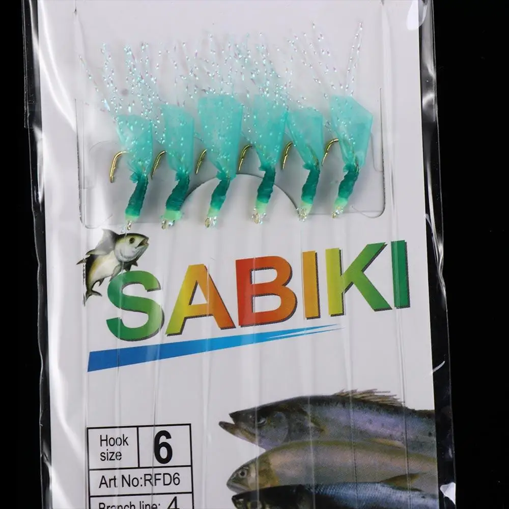 Equipamento sabiki de borracha verde, ganchos dourados, aços de carbono, ganchos de corda de pesca, isca de mar, iscas de penas, sabiki, isca de pesca de carpa