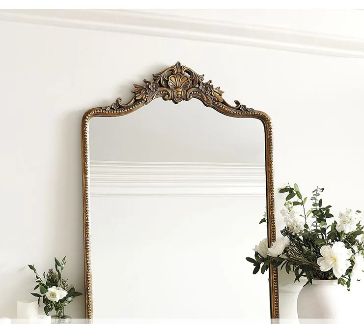 French vintage full-length mirror, wall-mounted dressing mirror, living room cloakroom, household floor mirror, European style l