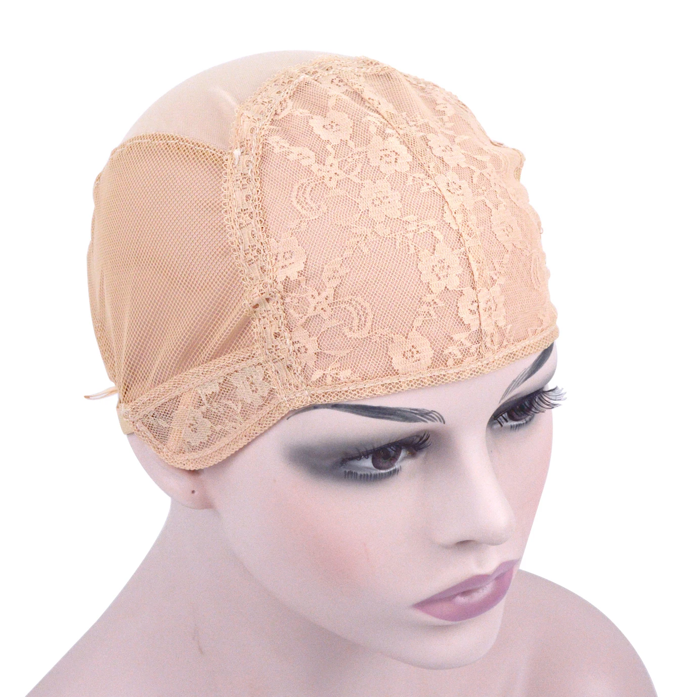 1 Piece Double Lace Wig Cap for Making Wig Weaving Cap with Adjustable Strap on the Back Stretchable Hair Net