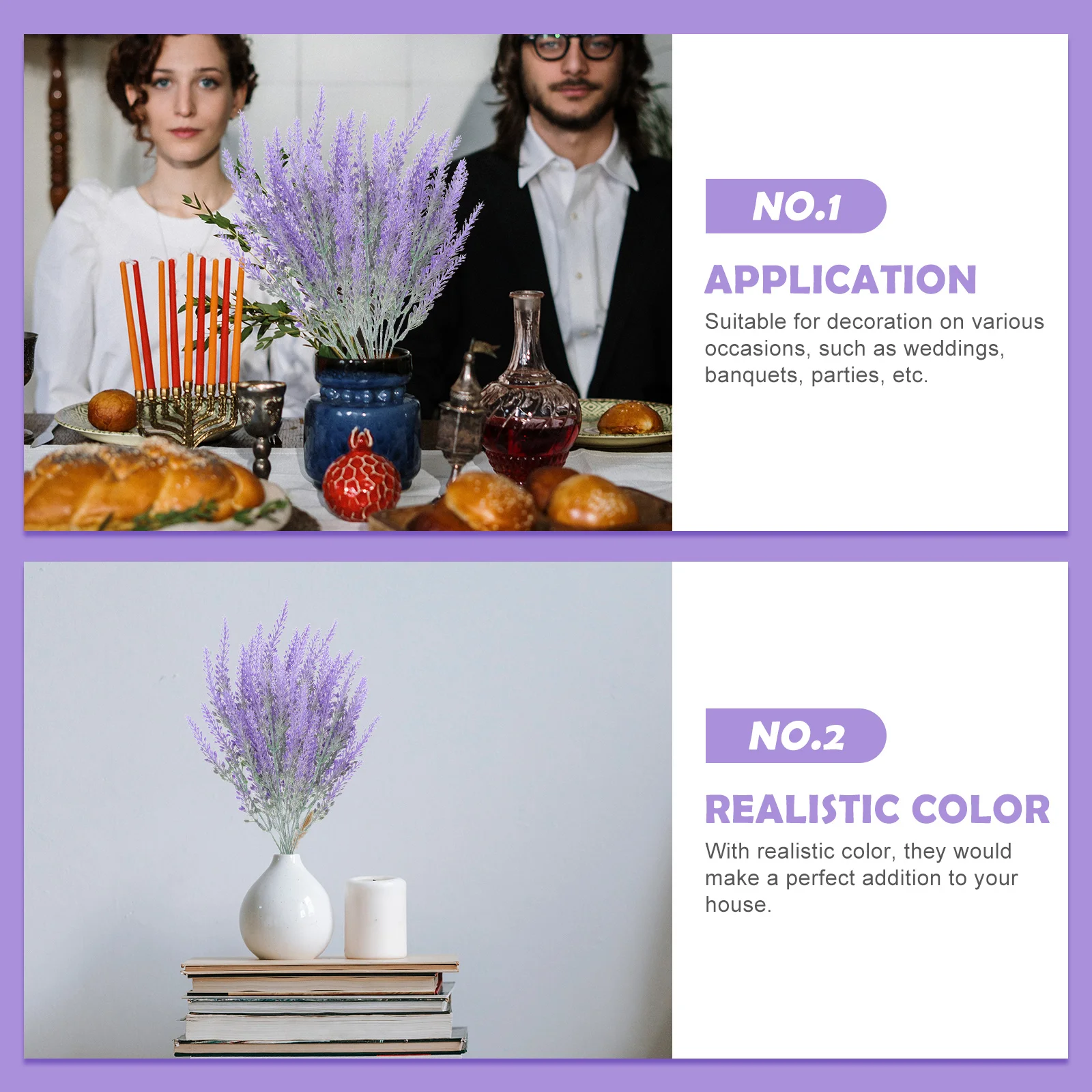 

5Pcs Simulation Lavenders Artificial Flowers Plastic Plants Fake Flower Bouquets Home Garden Balcony Party Wedding Decoration