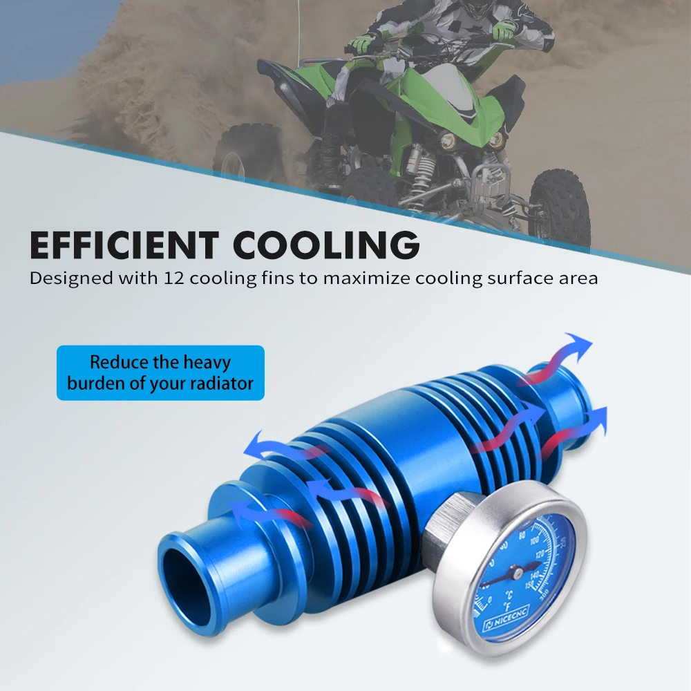 For Yamaha Raptor 700 R Grizzly Rhino 660 YFZ450 KFX TRX 450R YFZ350 YFS200 ATV Radiator Inline Coolant Cooler Temperature Gauge