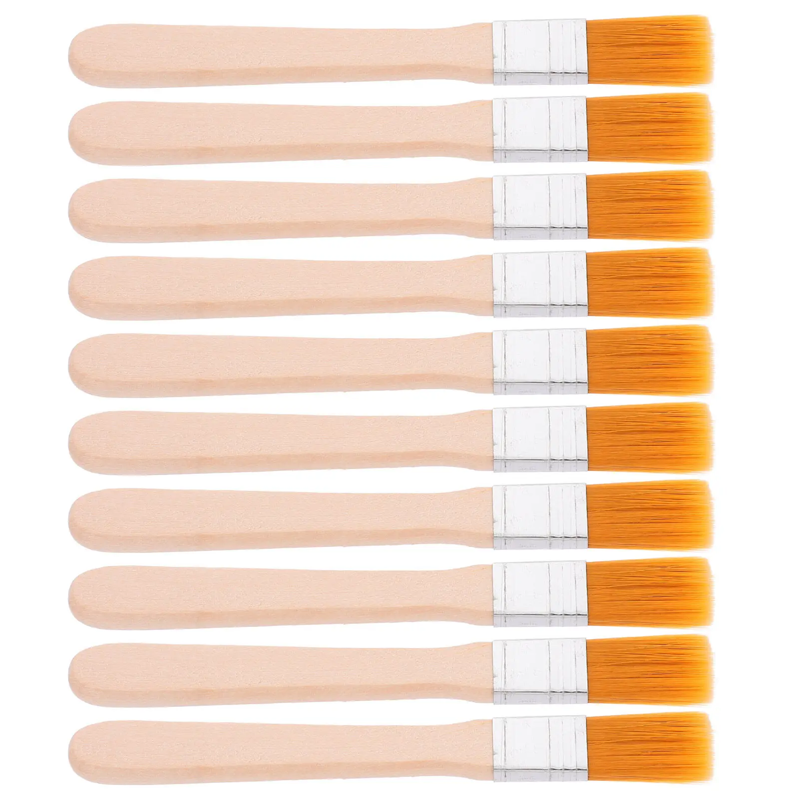 10Pcs Wooden Acrylic Paint Brush Wooden Handle For Art Projects Christmas Craft Flat Tip Nylon Bristle Artist Brushes