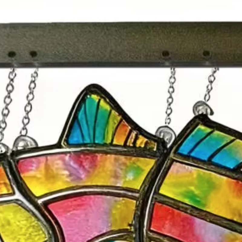 

Fish Garden Decoration Stained Glass Style Window Hanging Panel for Indoor Outdoor Home Garden Decor Gifts for Fish Lovers